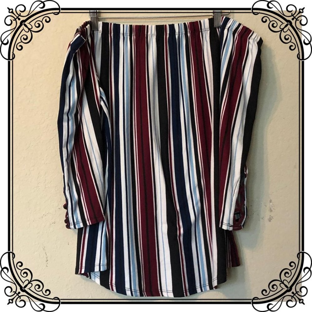 Striped off-the-shoulder blouse